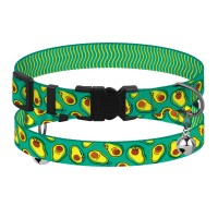 Ошейник для Кошек BronzeDog Urban Fruits Нейлоновый с Пластиковой Пряжкой и Колокольчиком Авокадо