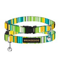 Ошейник для Кошек BronzeDog Urban West Нейлоновый с Пластиковой Пряжкой и Колокольчиком Салатовый