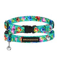 Нашийник для кішок BronzeDog Urban Folk Нейлоновий з Пластиковою пряжкою і Дзвоником Ментоловий