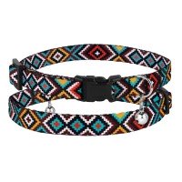 Нашийник для Котів BronzeDog Urban Гуцульський Нейлоновий c Пластиковою Пряжкою і Дзвоником Ментол