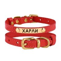 Нашийник для Котів Шкіряний Barksi Classic з Литий латунний фурнітура Червоний
