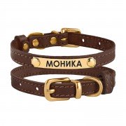 Нашийник для Котів Шкіряний Barksi Classic з Литий латунний фурнітура Коричневий