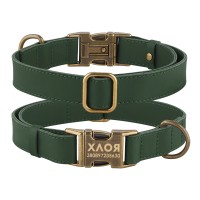 Ошейник для Собак Кожаный BronzeDog Antiq Зеленый