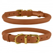 Ошейник для Собак Круглый Кожаный BronzeDog Premium Crazy Тауни