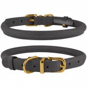 Нашийник для Собак Круглий Шкіряний BronzeDog Premium Crazy Графіт