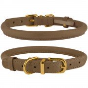 Нашийник для Собак Круглий Шкіряний BronzeDog Premium Crazy Бежевий