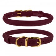 Нашийник для Собак Круглий Шкіряний BronzeDog Premium Crazy Бордовий