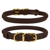Нашийник для Собак Круглий Шкіряний BronzeDog Premium Crazy Темно-Коричневий