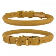 Нашийник для Собак Круглий Шкіряний BronzeDog Premium Crazy Гірчичний