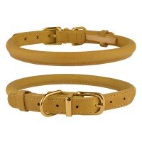 Нашийник для Собак Круглий Шкіряний BronzeDog Premium Crazy Гірчичний
