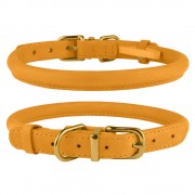 Ошейник для Собак Круглый Кожаный BronzeDog Premium Crazy Голд