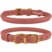 Нашийник для Собак Круглий Шкіряний BronzeDog Premium Crazy Персик
