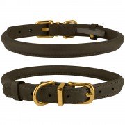 Нашийник для Собак Круглий Шкіряний BronzeDog Premium Crazy Олива