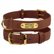 Нашийник для собак шкіряний BronzeDog Crazy Коньячний