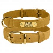 Нашийник для собак шкіряний BronzeDog Crazy Гірчичний