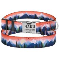 Нашийник для Собак BronzeDog Urban Travel нейлоновий c металевою пряжкою Гори
