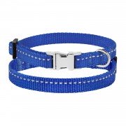 Нашийник для Собак Дрібних Порід BronzeDog Active Нейлоновий зі світловідбивання і Сталевий Пряжкою Синій