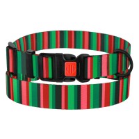 Ошейник для Собак BronzeDog Urban Полоска Нейлоновый с Пластиковой Пряжкой Красно-Зеленый