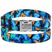 Нашийник для Собак BronzeDog Urban Camo Нейлоновий з Металевою Пряжкою Синій