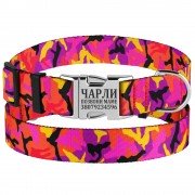 Нашийник для Собак BronzeDog Urban Camo Нейлоновий з Металевою Пряжкою Рожевий