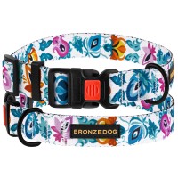 Ошейник для Собак BronzeDog Urban Folk Нейлоновый с Пластиковой пряжкой Белый