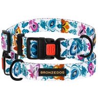 Нашийник для Собак BronzeDog Urban Folk Нейлоновий з Пластиковою пряжкою Білий