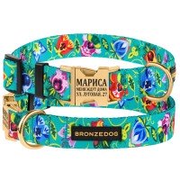 Нашийник для Собак Bronzedog Urban Folk Нейлоновий з Сталевою пряжкою Золотистого Кольору Ментоловий