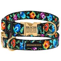 Нашийник для Собак Bronzedog Urban Folk Нейлоновий з Сталевою пряжкою Золотистого Кольору Чорний
