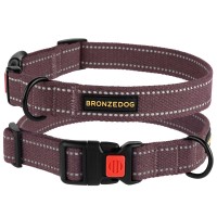 Ошейник для Собак х/б Брезент Рефлекторный c Пластиковой пряжкой Bronzedog Сotton Черри