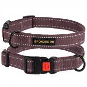 Нашийник для Собак х/б Брезент Рефлекторний з Пластиковою пряжкою Bronzedog Сotton Черрі