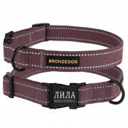 Нашийник для Собак х/б Рефлекторний брезент c Металевою пряжкою Bronzedog Сotton Черрі