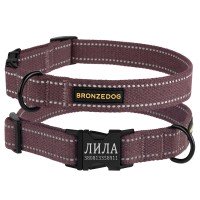 Нашийник для Собак х/б Рефлекторний брезент c Металевою пряжкою Bronzedog Сotton Черрі