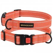 Нашийник для Собак х/б Брезент Рефлекторний з Пластиковою пряжкою Bronzedog Сotton Помаранчевий