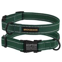 Нашийник для Собак х/б Рефлекторний брезент c Металевою пряжкою Bronzedog Сotton Зелений