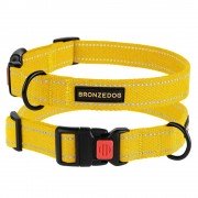 Нашийник для Собак х/б Брезент Рефлекторний з Пластиковою пряжкою Bronzedog Сotton Жовтий