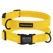 Нашийник для Собак х/б Рефлекторний брезент c Металевою пряжкою Bronzedog Сotton Жовтий