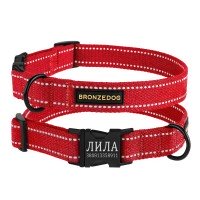 Нашийник для Собак х/б Рефлекторний брезент c Металевою пряжкою Bronzedog Сotton Червоний