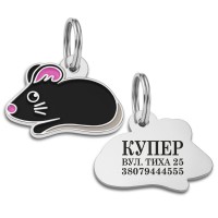 Эмалированный Адресник BronzeDog Мышка Черный