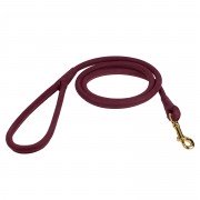 Поводок для Собак Круглий Шкіряний Bronzedog Crazy Бордовий