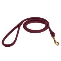 Поводок для Собак Круглий Шкіряний Bronzedog Crazy Бордовий