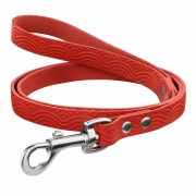 Поводок для Собак Кожаный BronzeDog Classic с Тиснением Красный