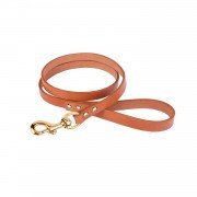Поводок для Собак Шкіряний BronzeDog Premium з Литий латунний фурнітура Гірчичний