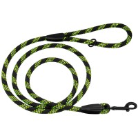 Поводок для Собак Bronzedog Active из Альпинистского Шнура Светоотражающий Черно-Салатовый