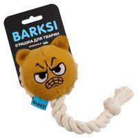 Іграшка для Собак з Пищалкою та Канатом Barksi "Емодзі Ведмедик" Коричневий 8 х 7 см