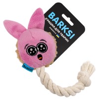 Игрушка для Собак с Пищалкой и Канатом Barksi "Эмодзи Зайчик" Розовый 11 х 7 см