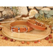 Ошейник для Собак Кожаный с Хромированной Фурнитурой Barksi Classic Горчичный