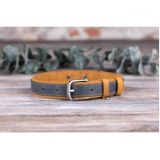 Ошейник для Собак Кожаный BronzeDog Crazy Плоский Коричнево-Голубой