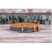 Нашийник для Собак Шкіряний BronzeDog Crazy Плоский Коричнево-Блакитний