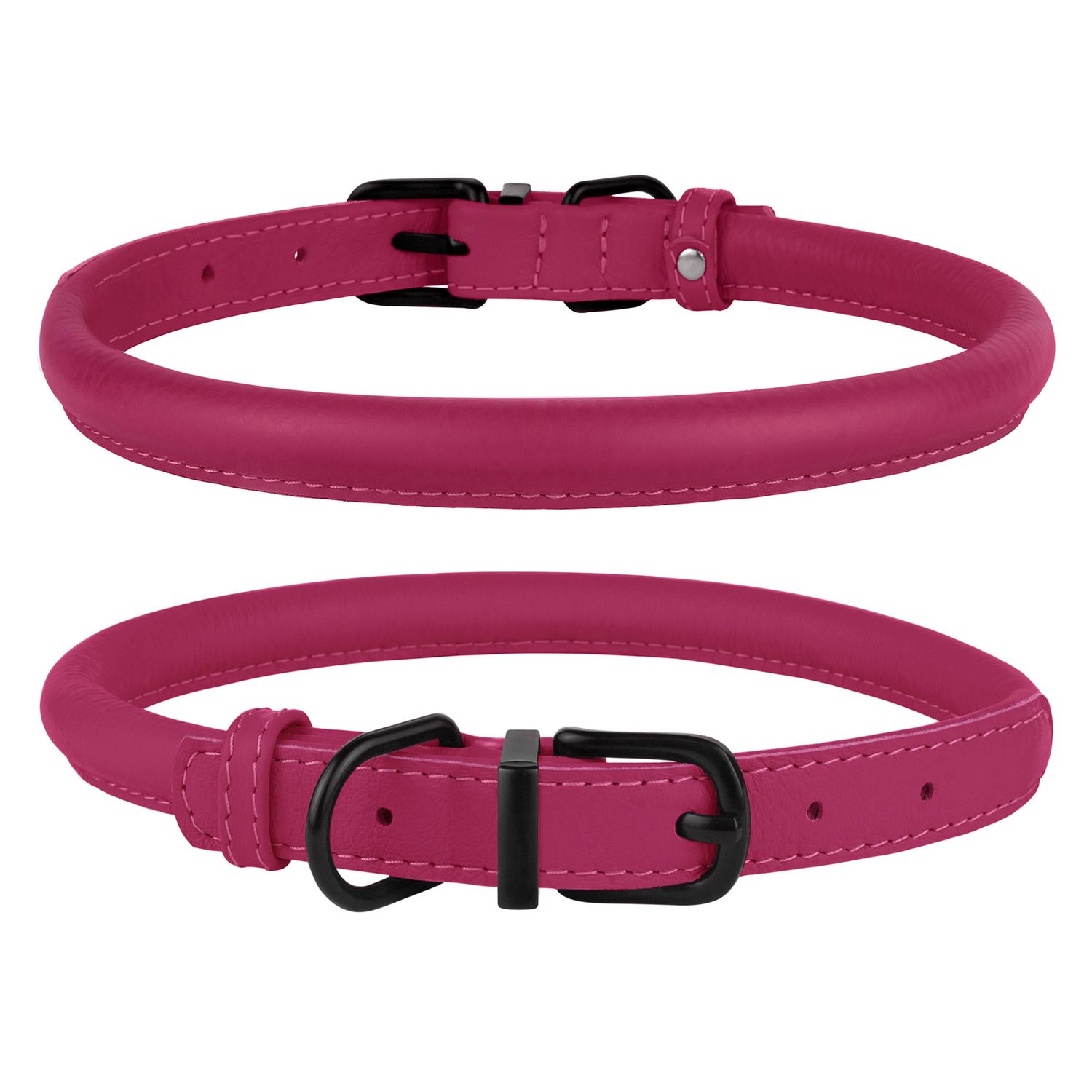 pinkdog様 rolled_leather_dog_collar_pink